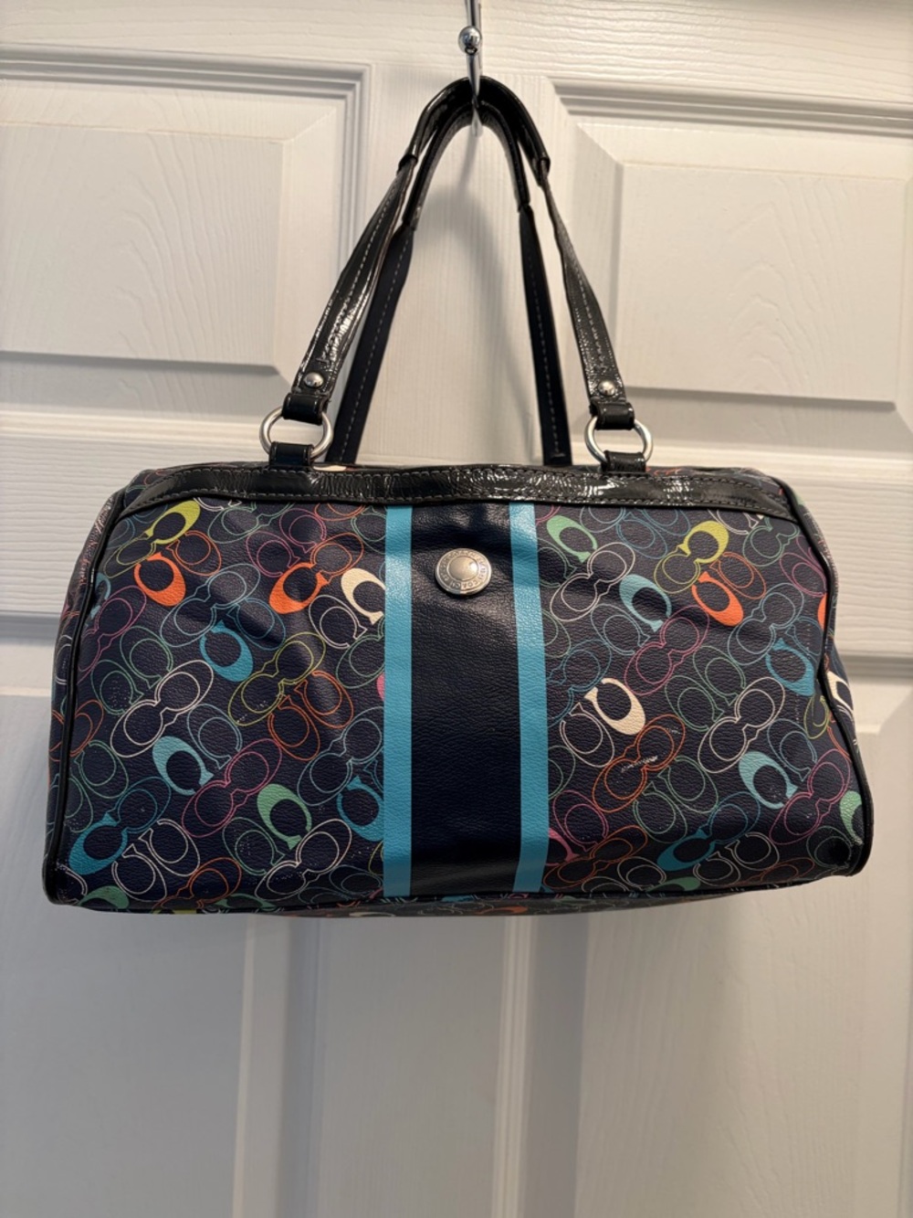 Coach Multicolor Signature Stripe Satchel Shoulder Bag